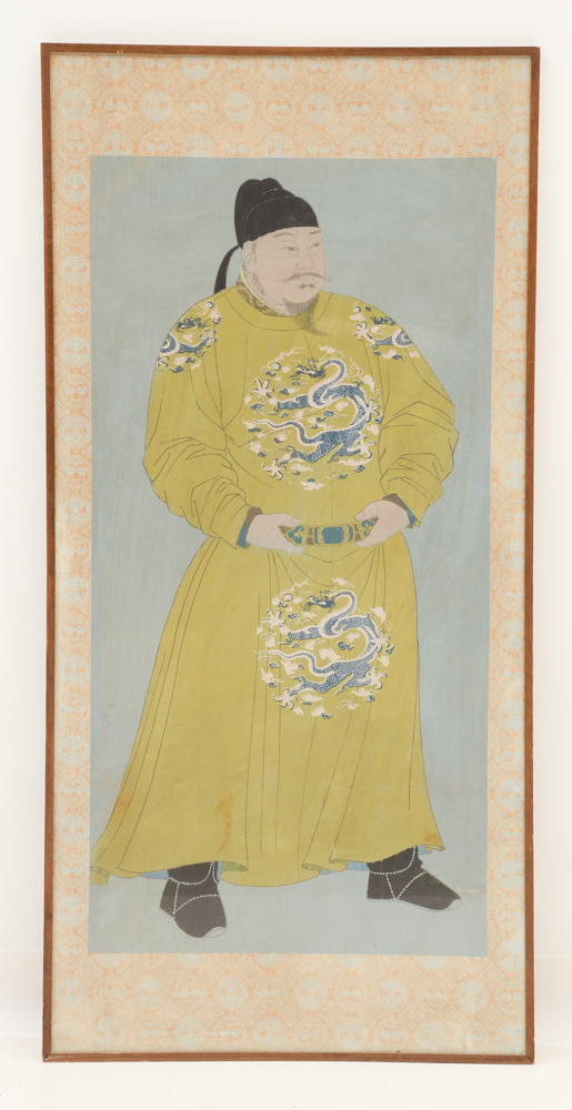 Mid-20th Century Serigraph of Emperor Taizong of Tang Portrait
