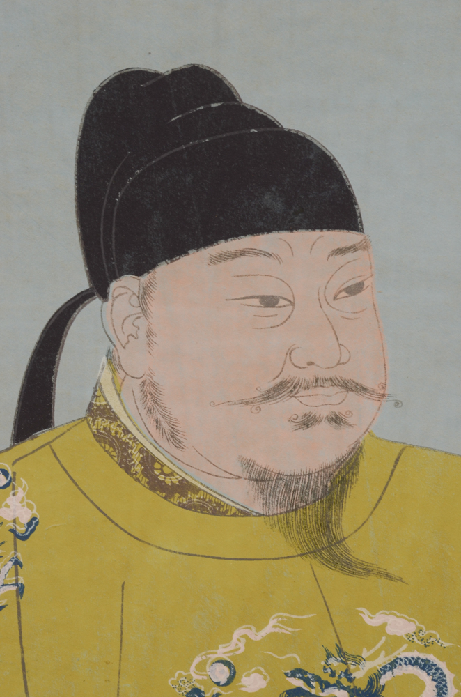 Mid-20th Century Serigraph of Emperor Taizong of Tang Portrait