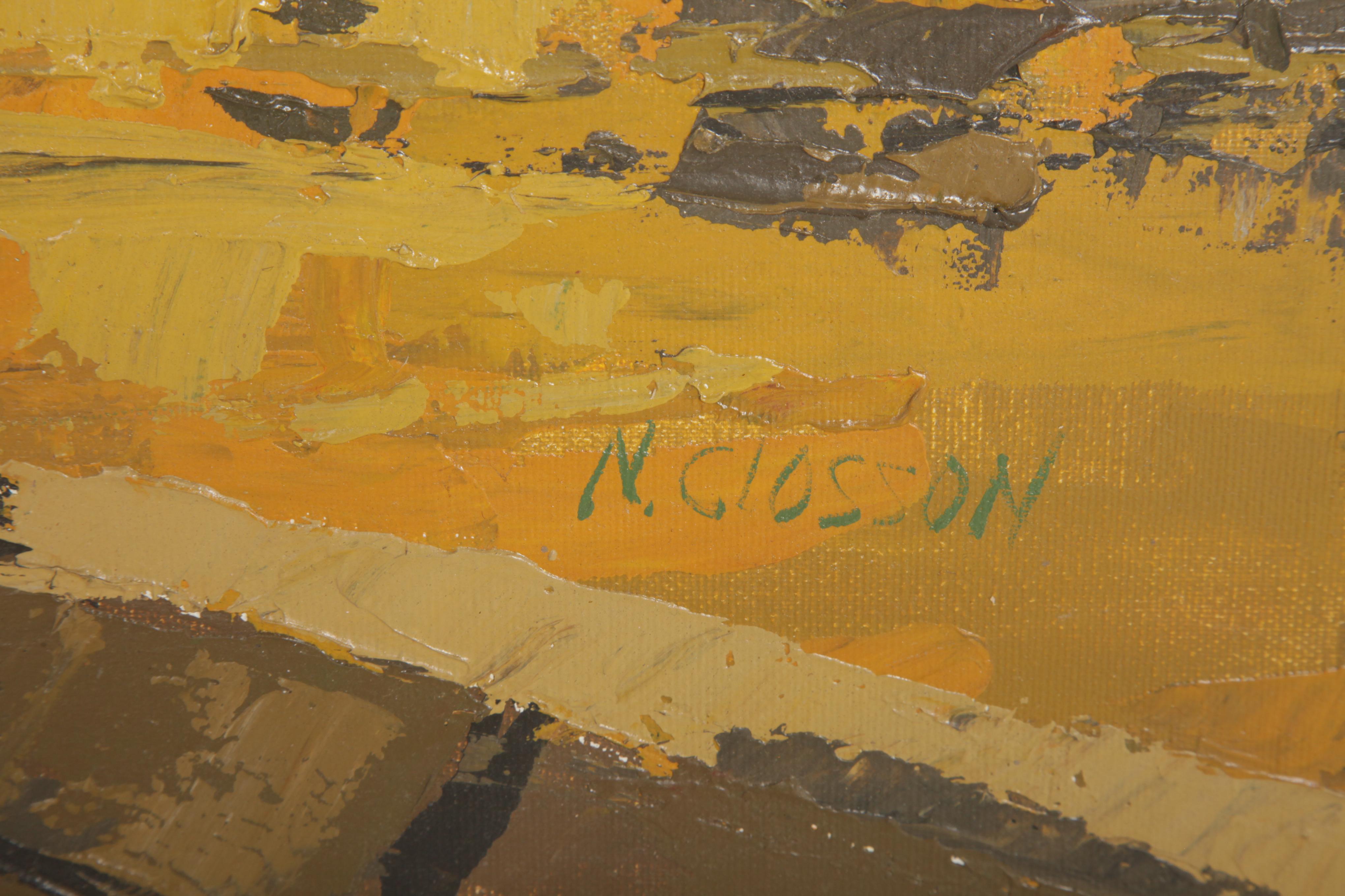 N. Closson Original Oil Painting of a Pier