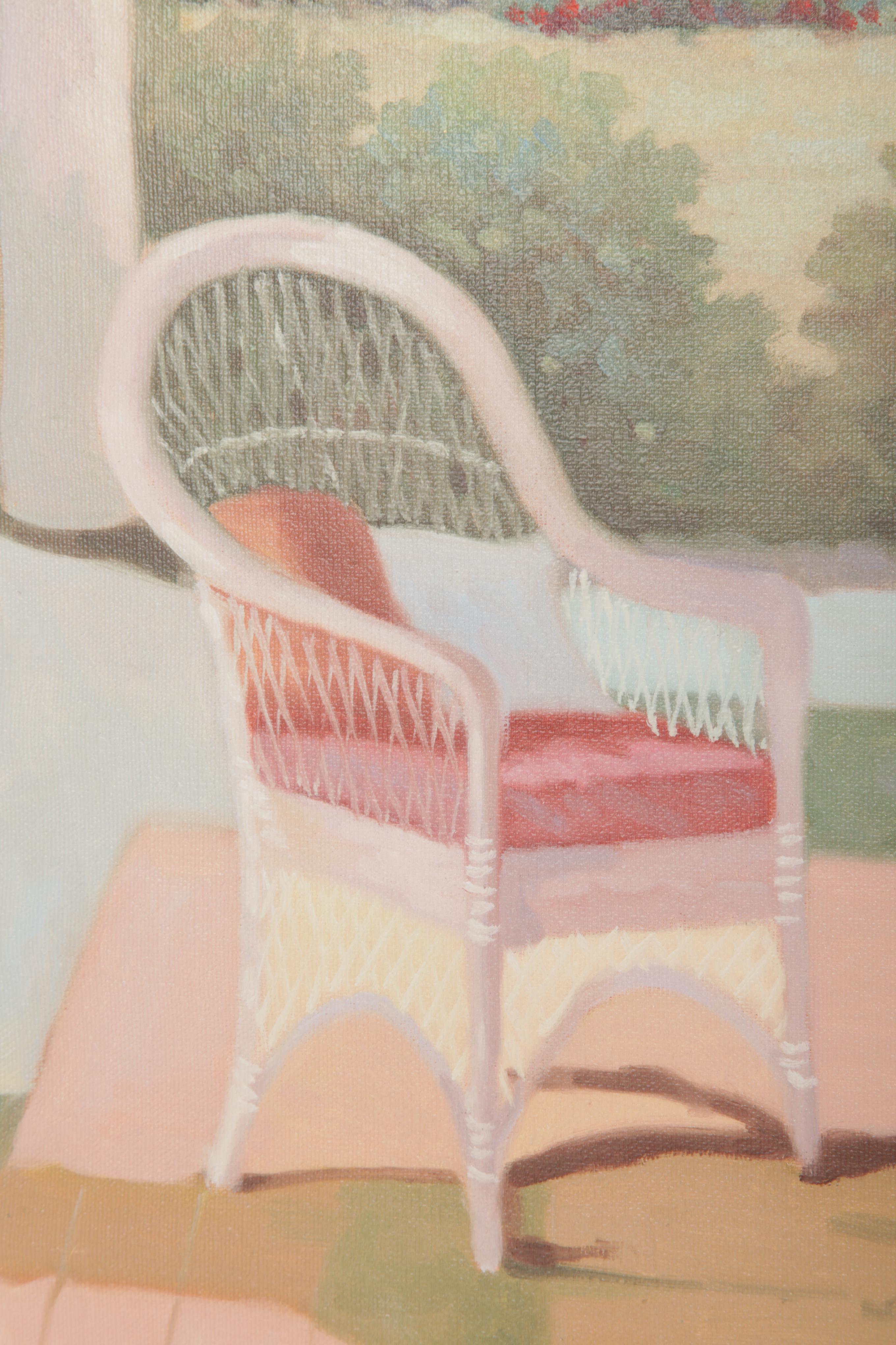 Candi Oil Painting on Canvas "On the Patio"