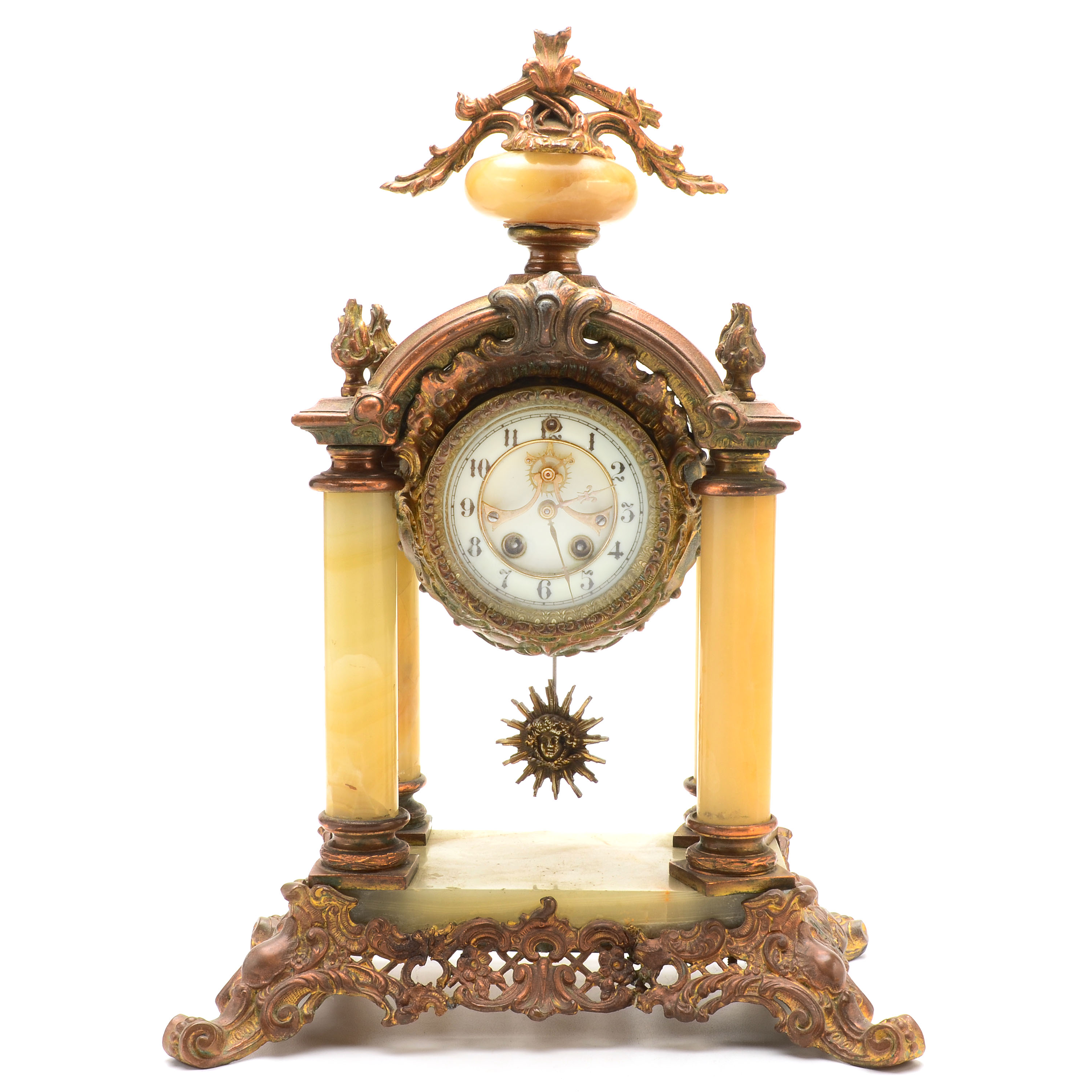 Antique William Gilbert "Tuscan" Marble Palor Clock