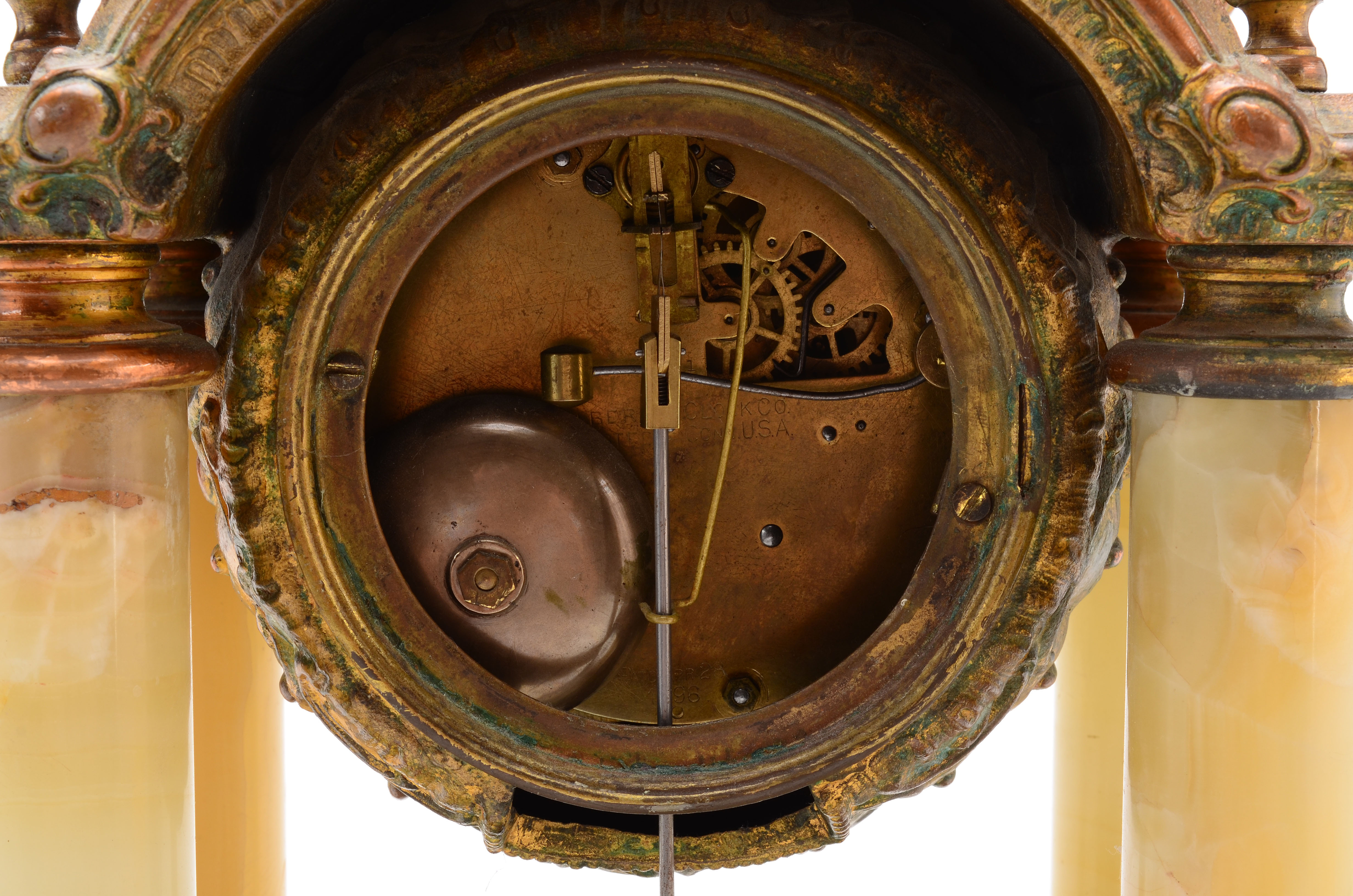 Antique William Gilbert "Tuscan" Marble Palor Clock