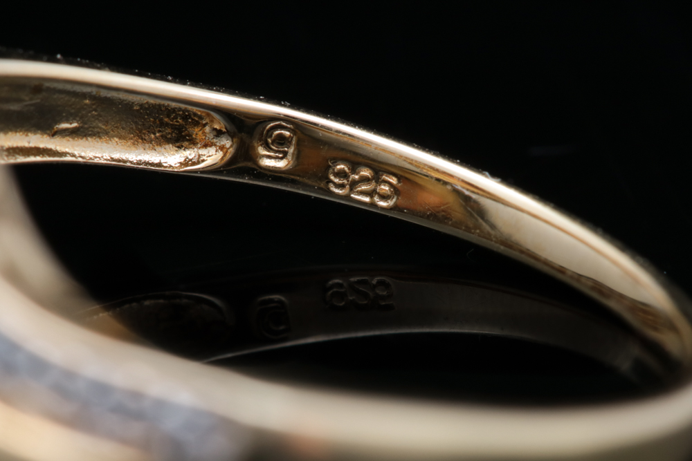 Gold Plated Sterling Silver, Orange Zircon and Diamond Ring