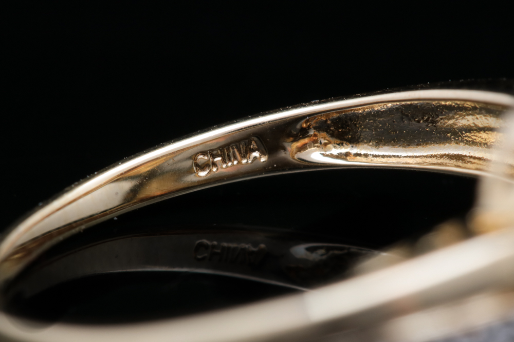 Gold Plated Sterling Silver, Orange Zircon and Diamond Ring