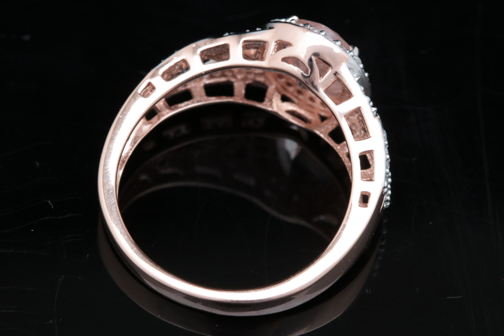 Gold Plated Sterling Silver, Morganite and White Zircon Ring