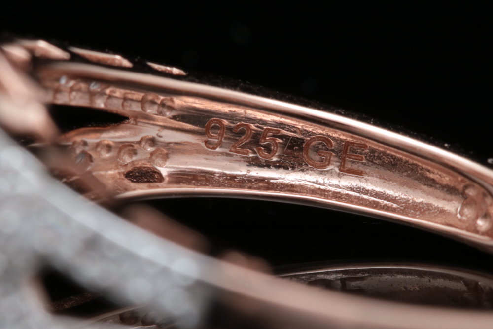 Gold Plated Sterling Silver, Morganite and White Zircon Ring