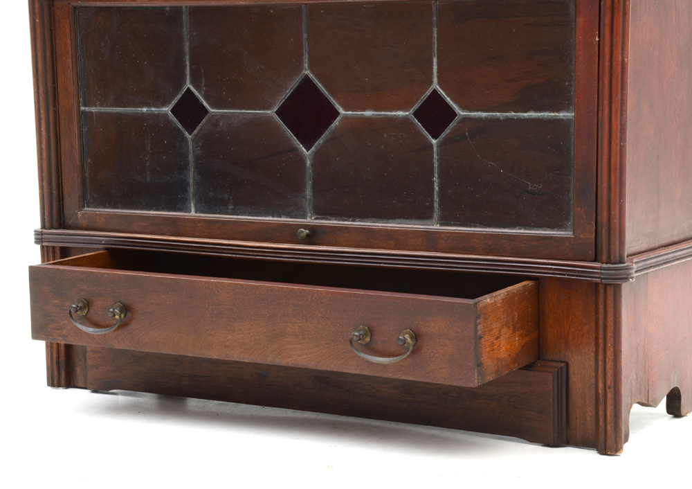 Vintage Leaded Glass Barrister Bookcase