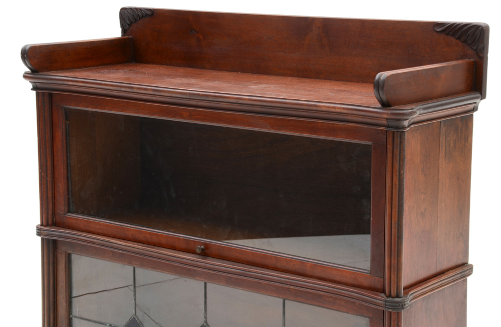 Vintage Leaded Glass Barrister Bookcase