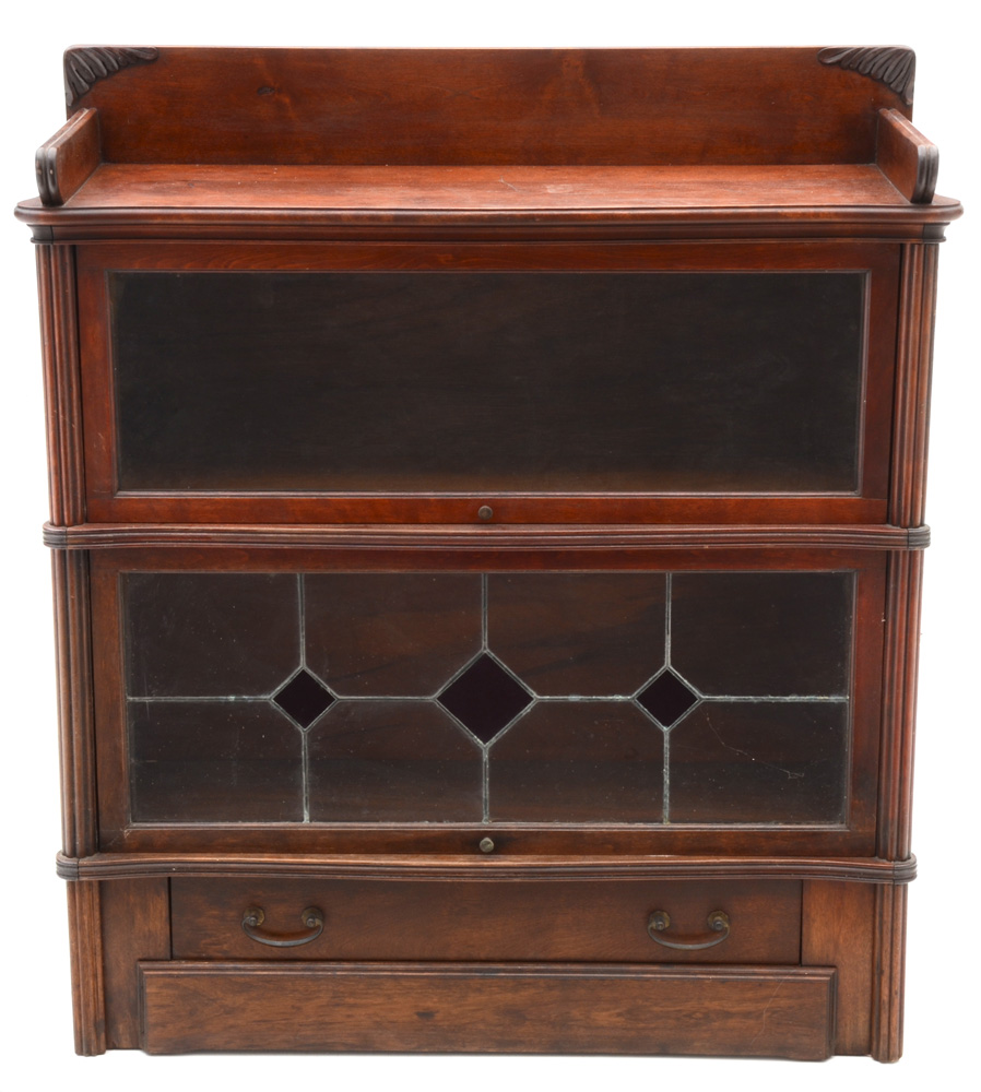 Vintage Leaded Glass Barrister Bookcase