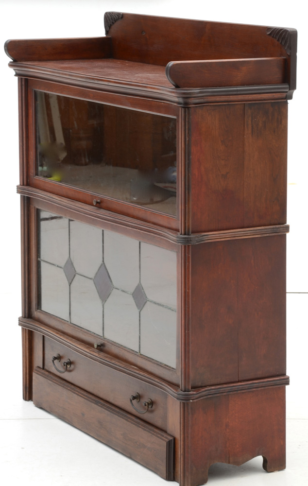 Vintage Leaded Glass Barrister Bookcase