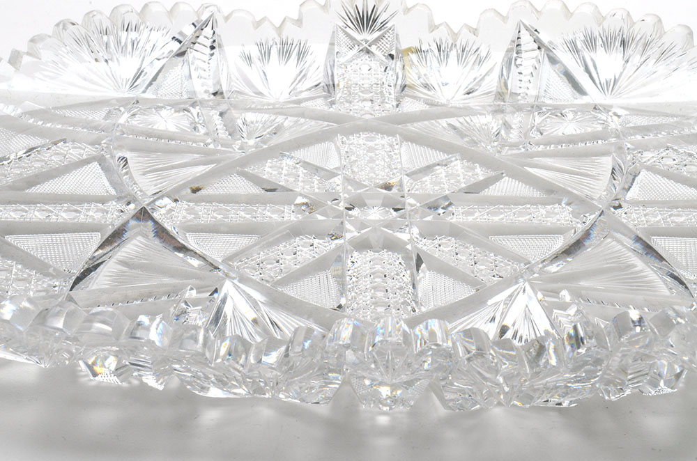 Oval Brilliant Cut Glass Serving Tray