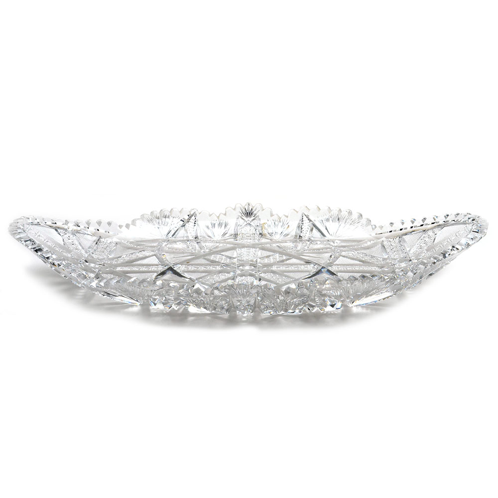 Oval Brilliant Cut Glass Serving Tray