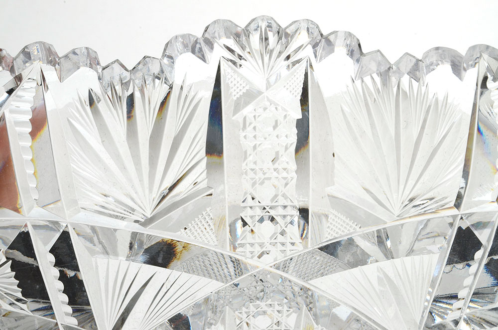 Oval Brilliant Cut Glass Serving Tray