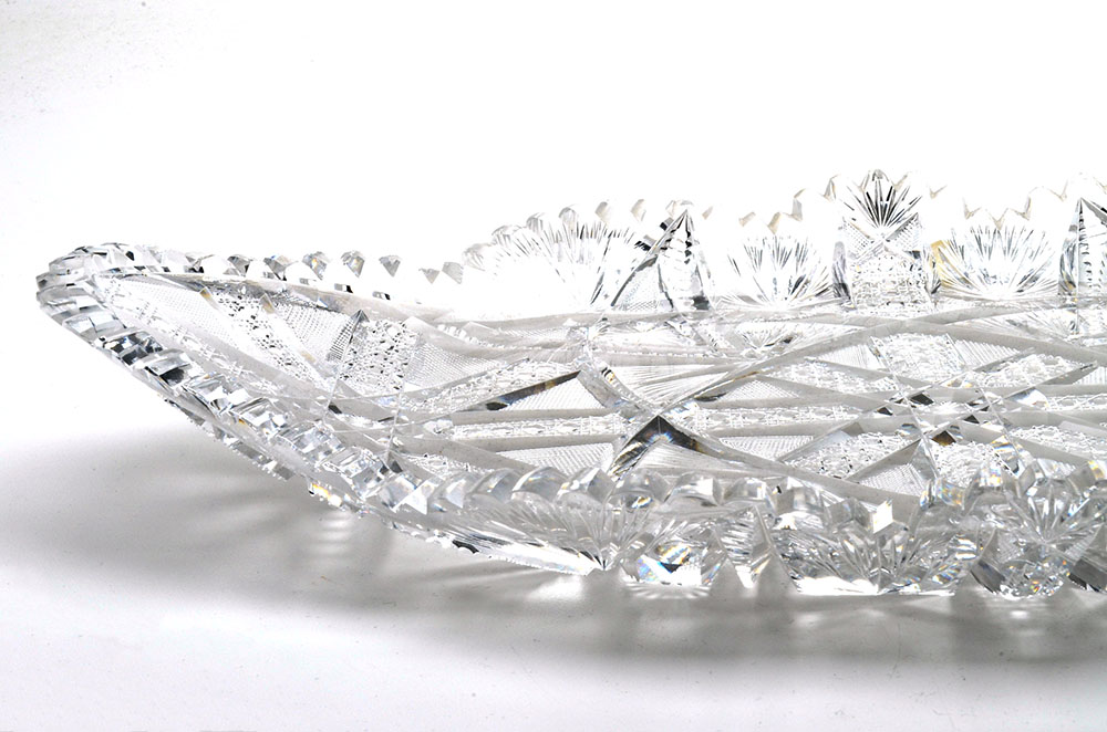 Oval Brilliant Cut Glass Serving Tray