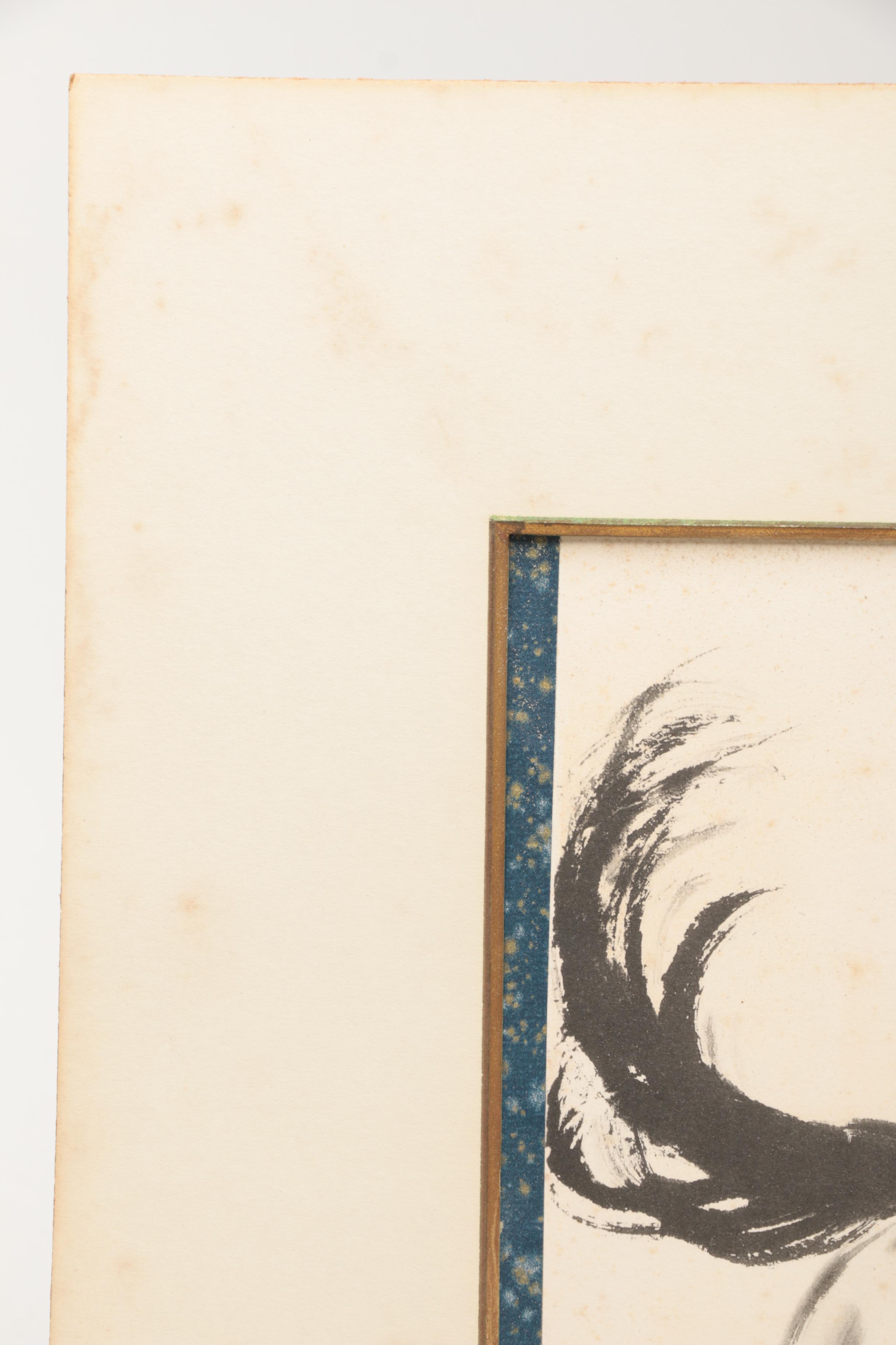 One Lithograph Print, One Graphite Drawing, and One Paper Collage