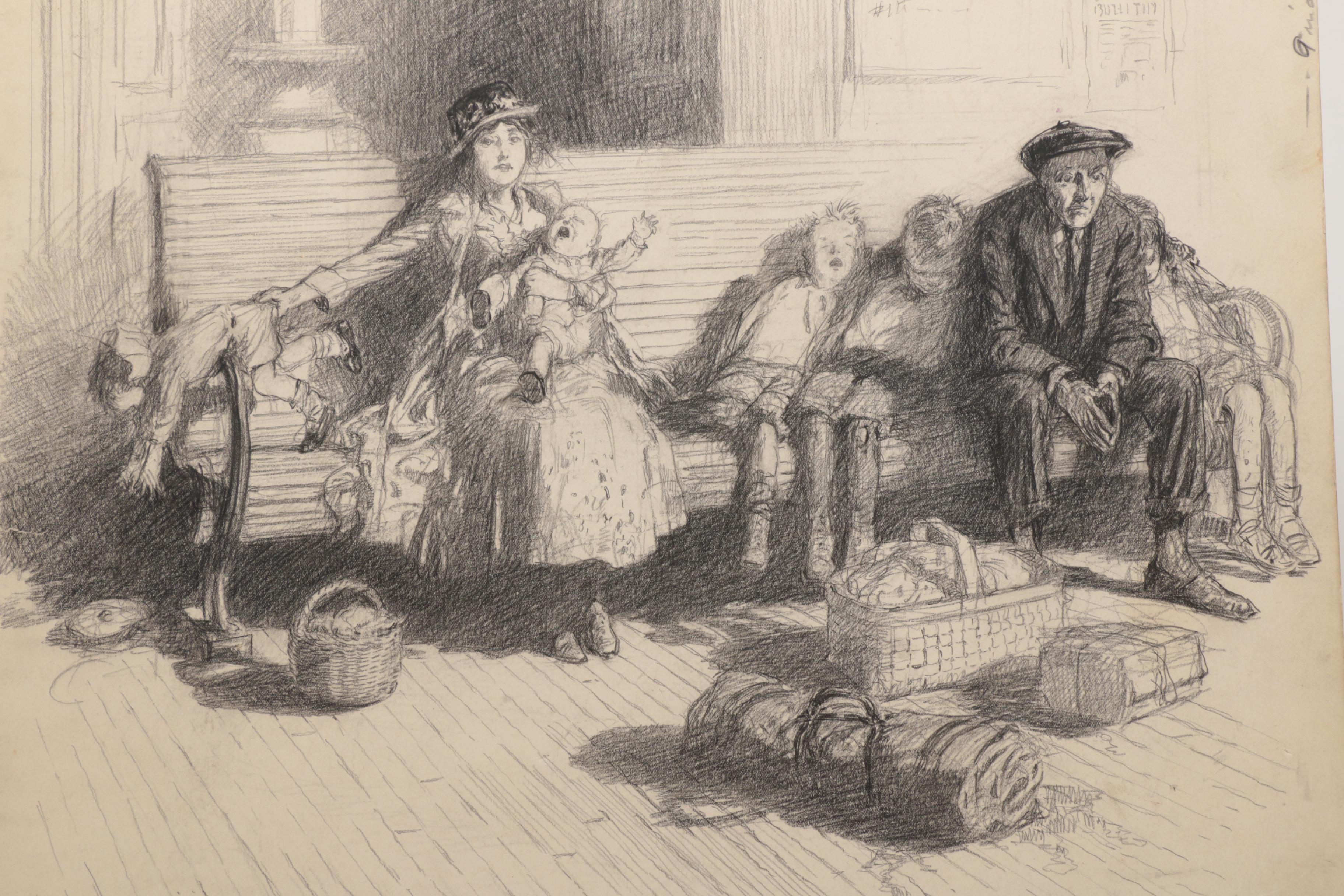 One Lithograph Print, One Graphite Drawing, and One Paper Collage