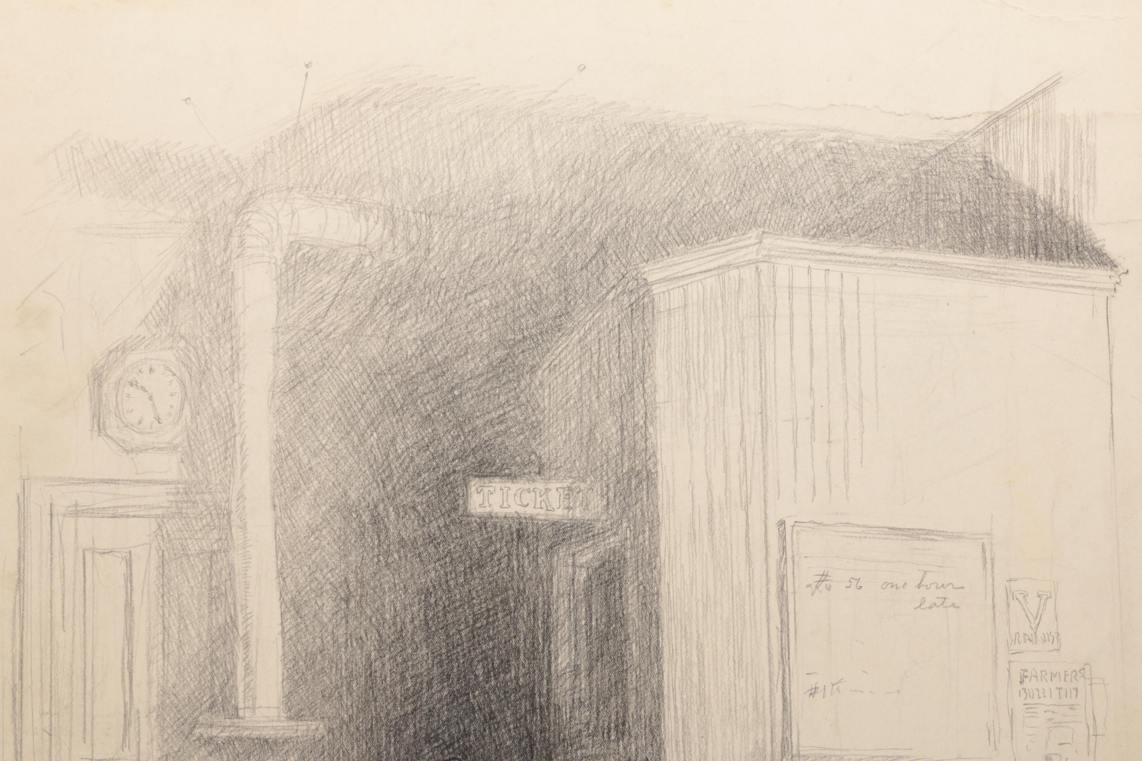 One Lithograph Print, One Graphite Drawing, and One Paper Collage