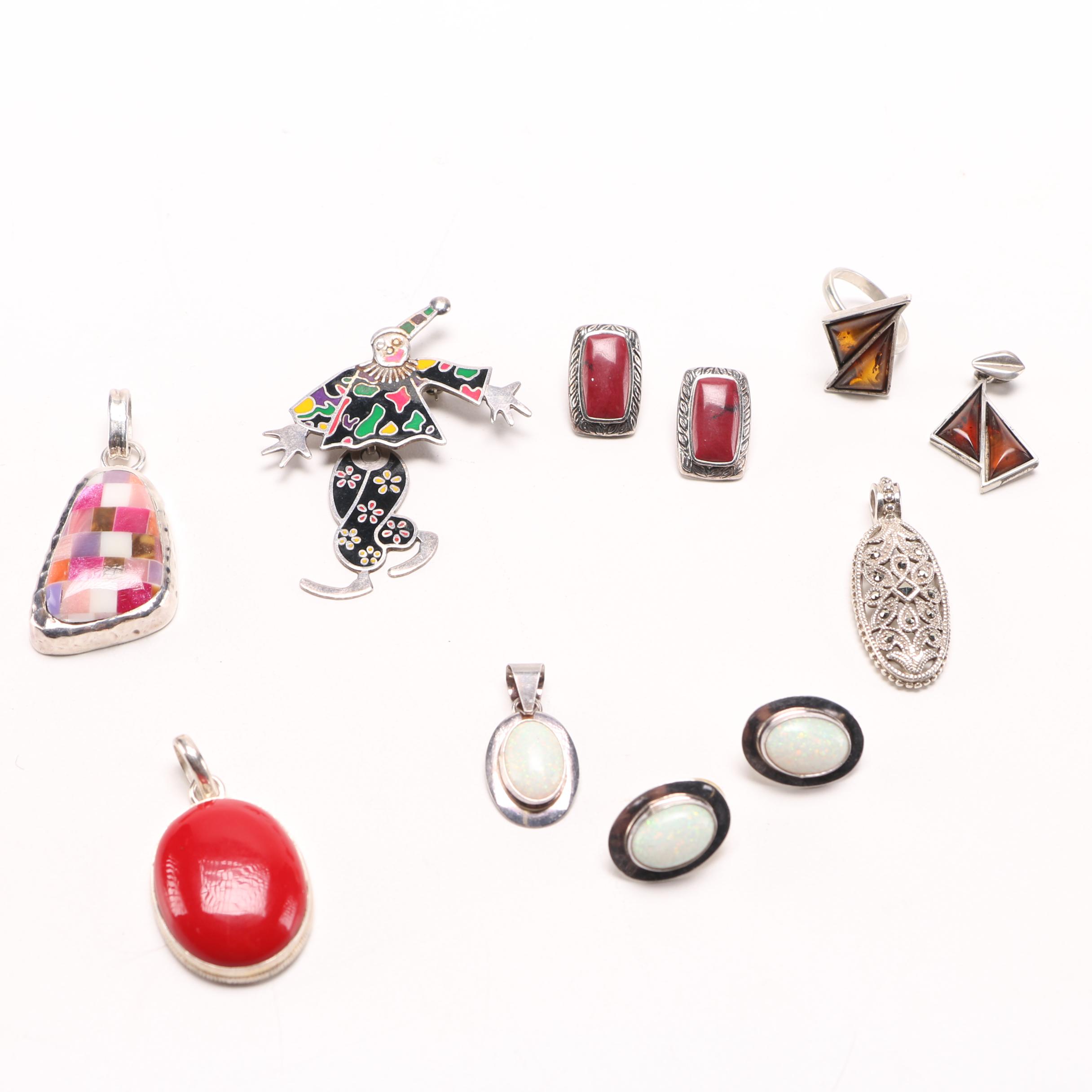 Sterling Silver Selection Featuring Clown Brooch/Pendant