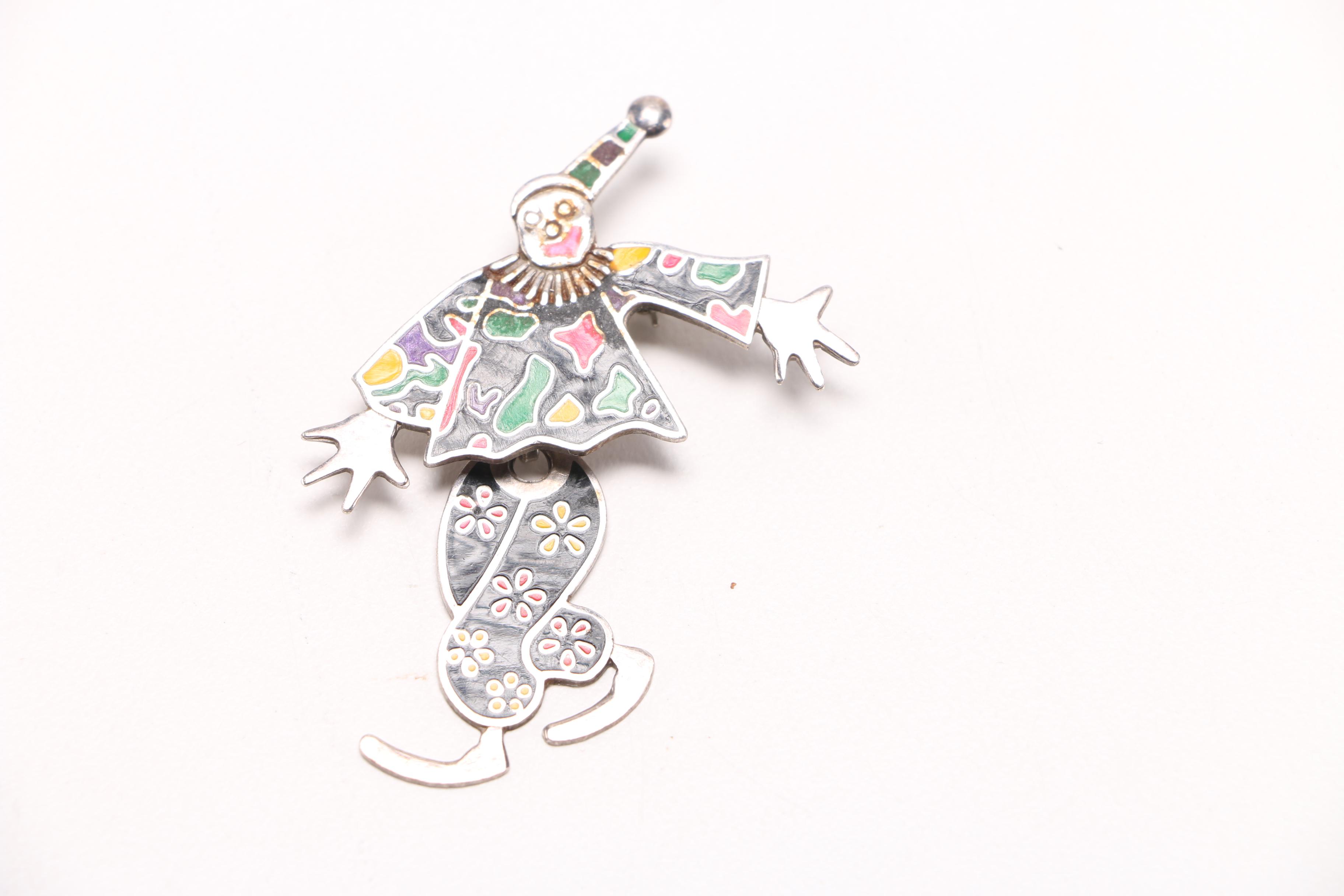 Sterling Silver Selection Featuring Clown Brooch/Pendant