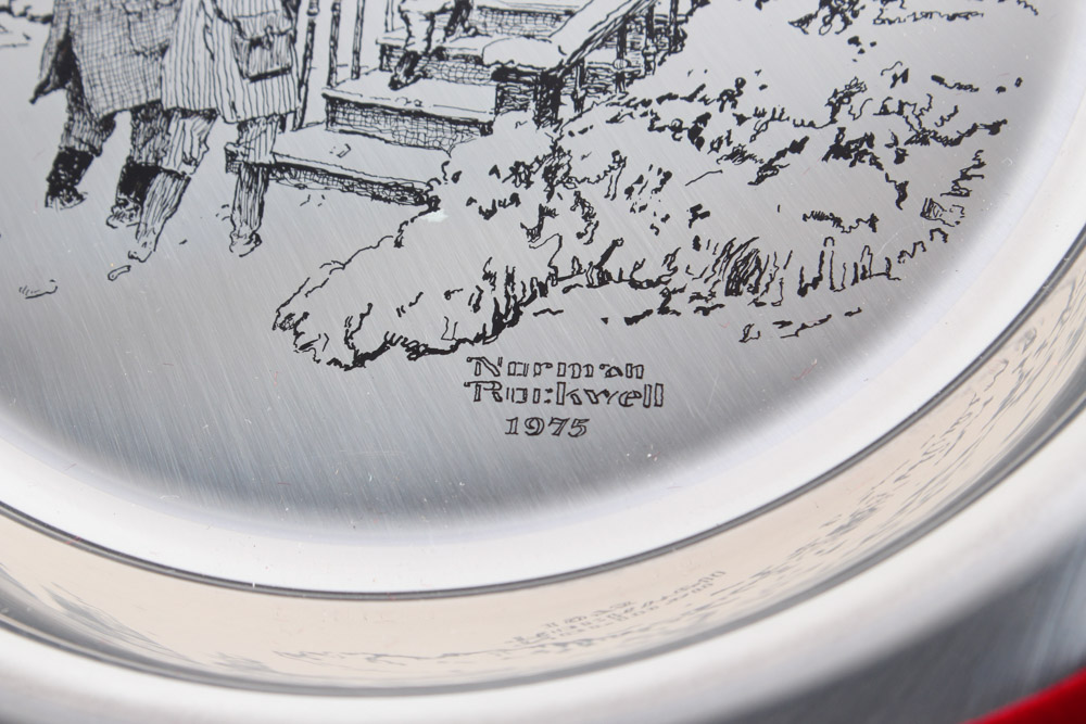 Sterling Silver Limited Edition Norman Rockwell Christmas Plate by Franklin Mint