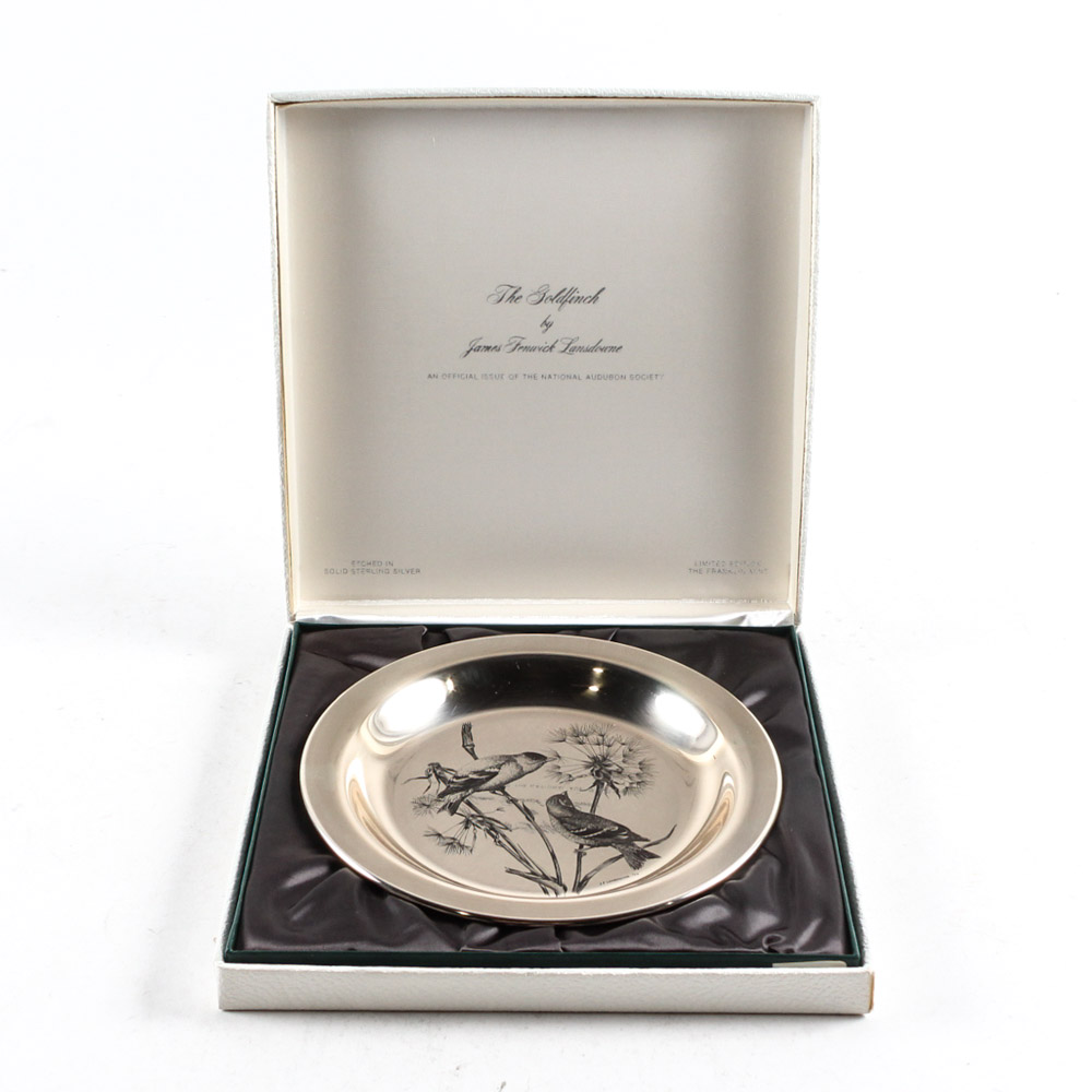 Sterling Silver Limited Edition James Fenwick Lansdourne Plate "The Goldflinch" by Franklin Mint