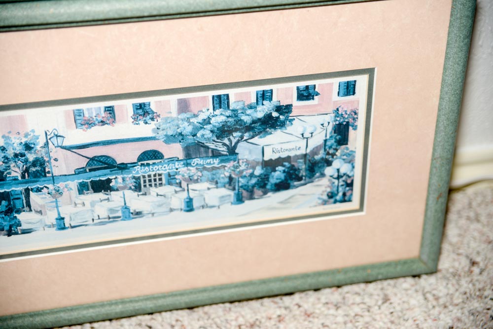 Pair of Framed Portofino Prints of Paintings by Mara Sanguineti