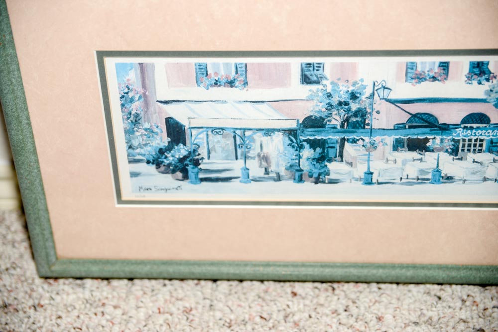 Pair of Framed Portofino Prints of Paintings by Mara Sanguineti