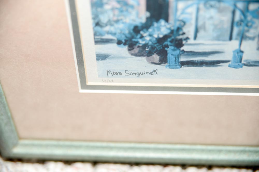 Pair of Framed Portofino Prints of Paintings by Mara Sanguineti