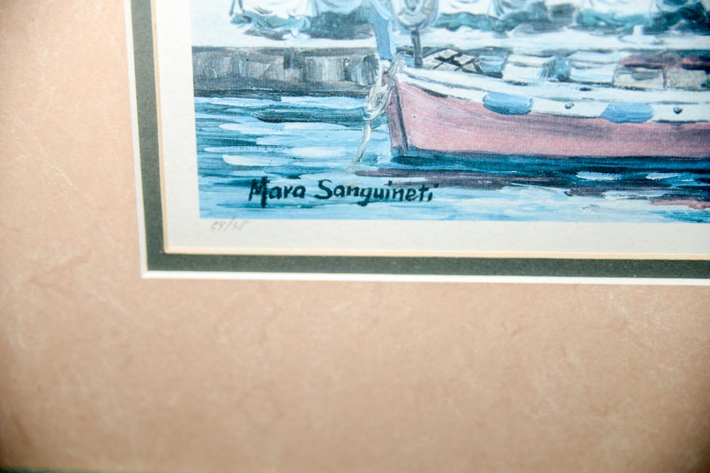 Pair of Framed Portofino Prints of Paintings by Mara Sanguineti