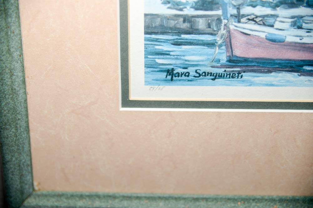 Pair of Framed Portofino Prints of Paintings by Mara Sanguineti