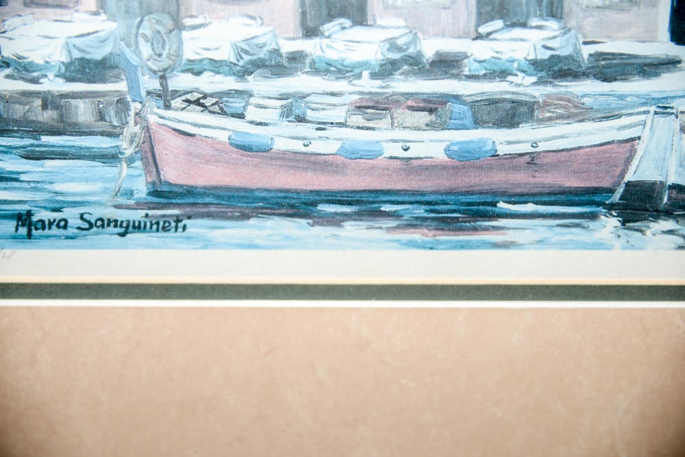 Pair of Framed Portofino Prints of Paintings by Mara Sanguineti