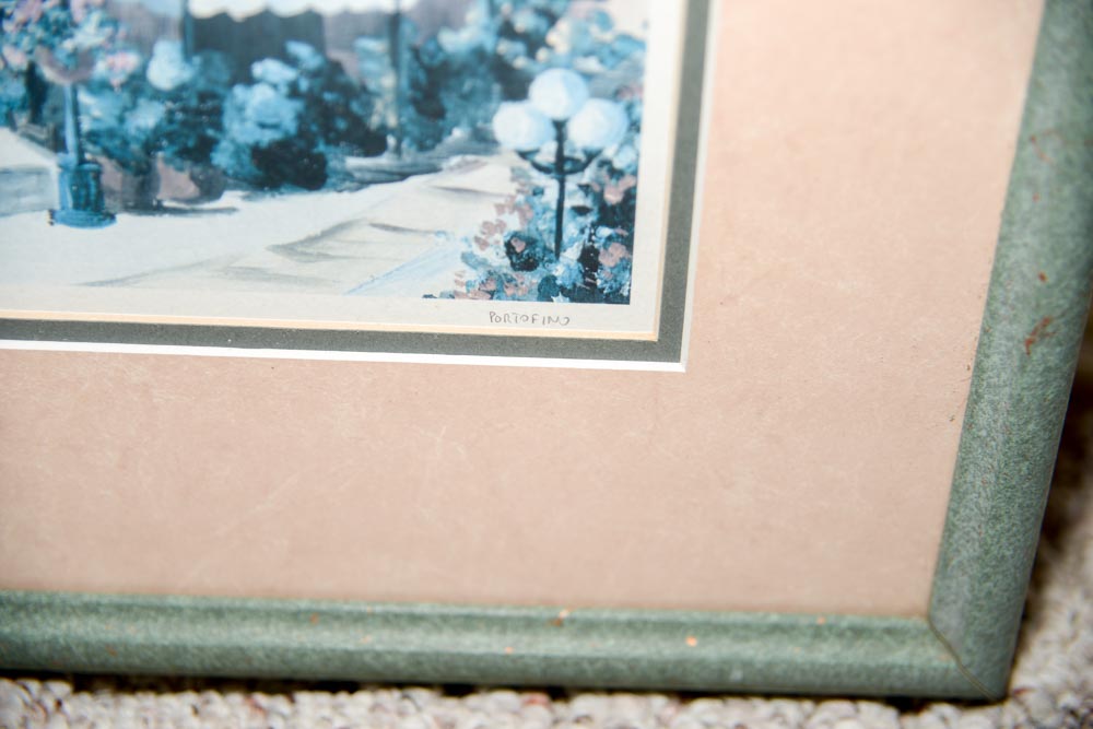 Pair of Framed Portofino Prints of Paintings by Mara Sanguineti