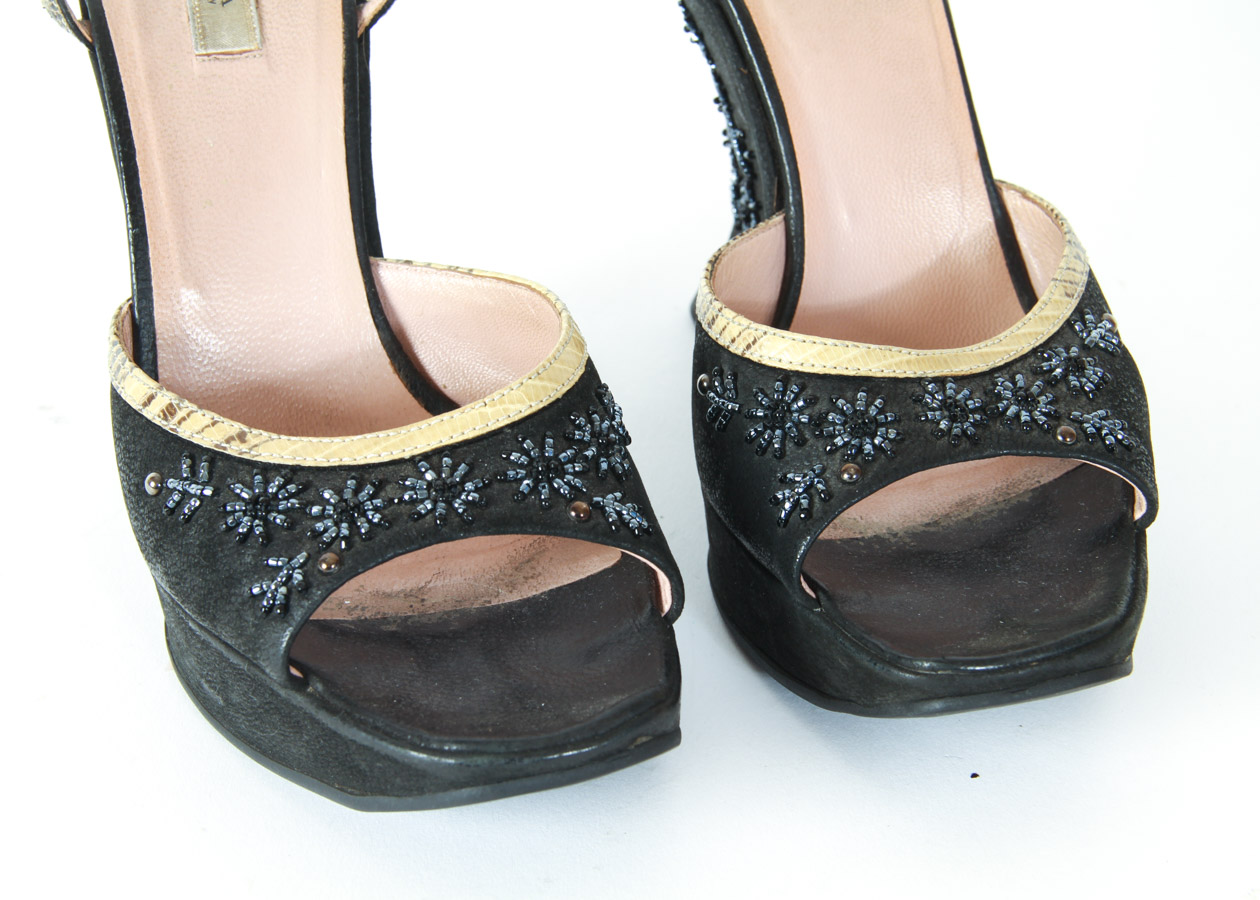 Prada Beaded Platform Wedges