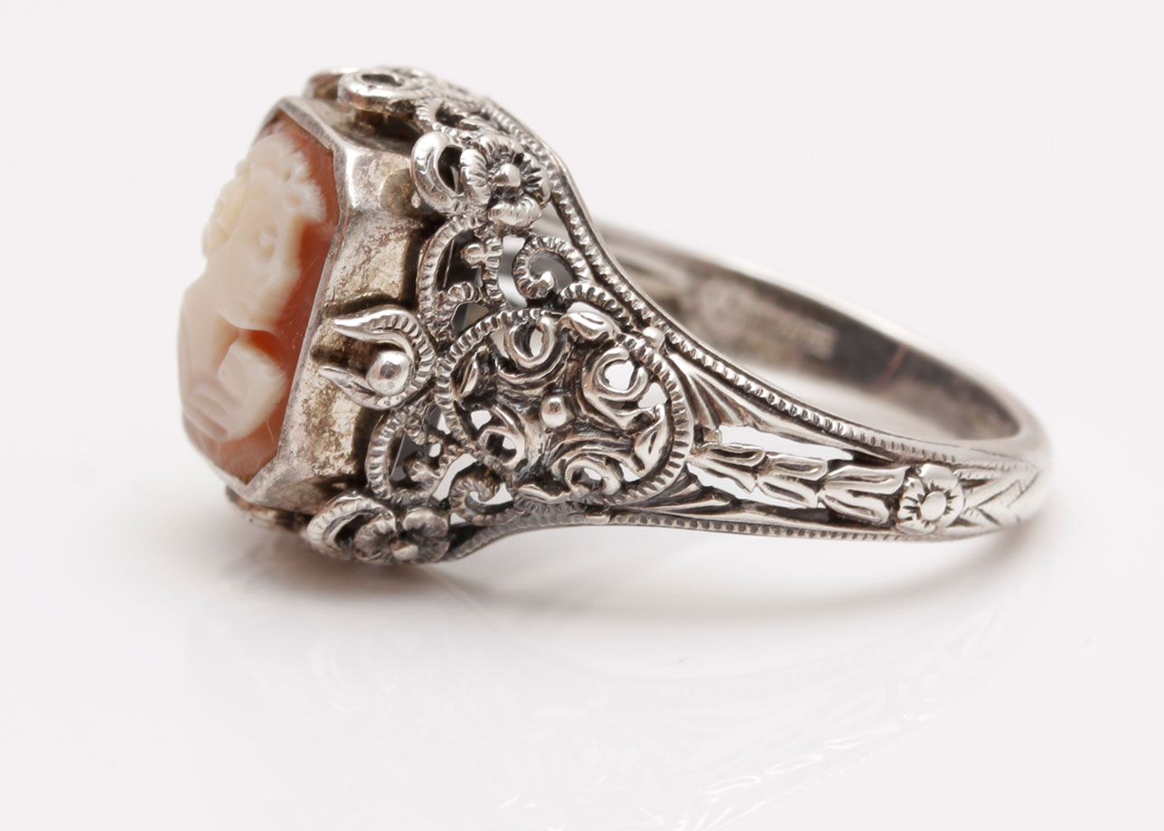 Vintage Sterling Silver Cameo and Black Onyx Flip Ring