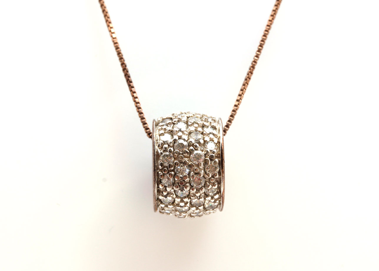 Gold Plated Sterling Silver Cubic Zirconia Drop Earrings and Pendant Necklace