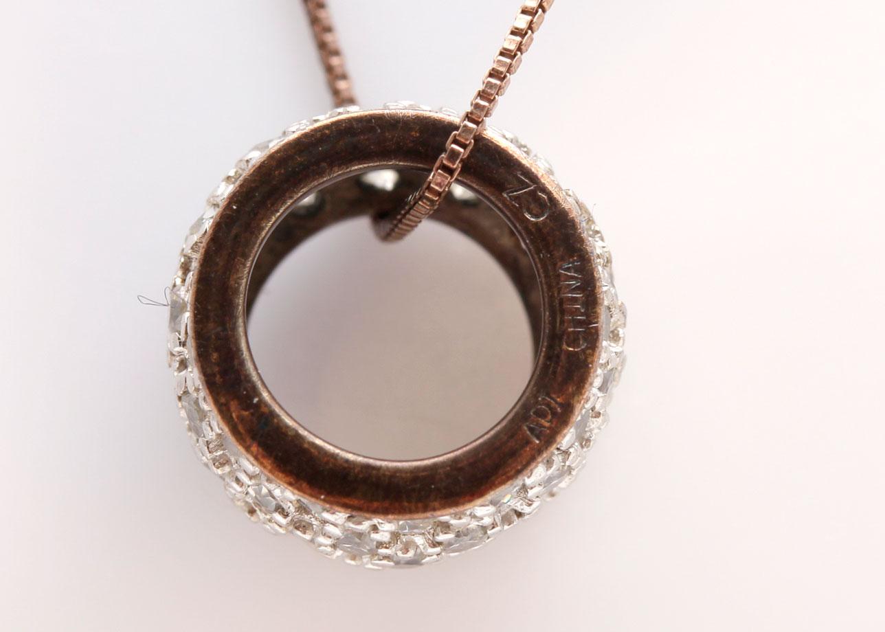 Gold Plated Sterling Silver Cubic Zirconia Drop Earrings and Pendant Necklace