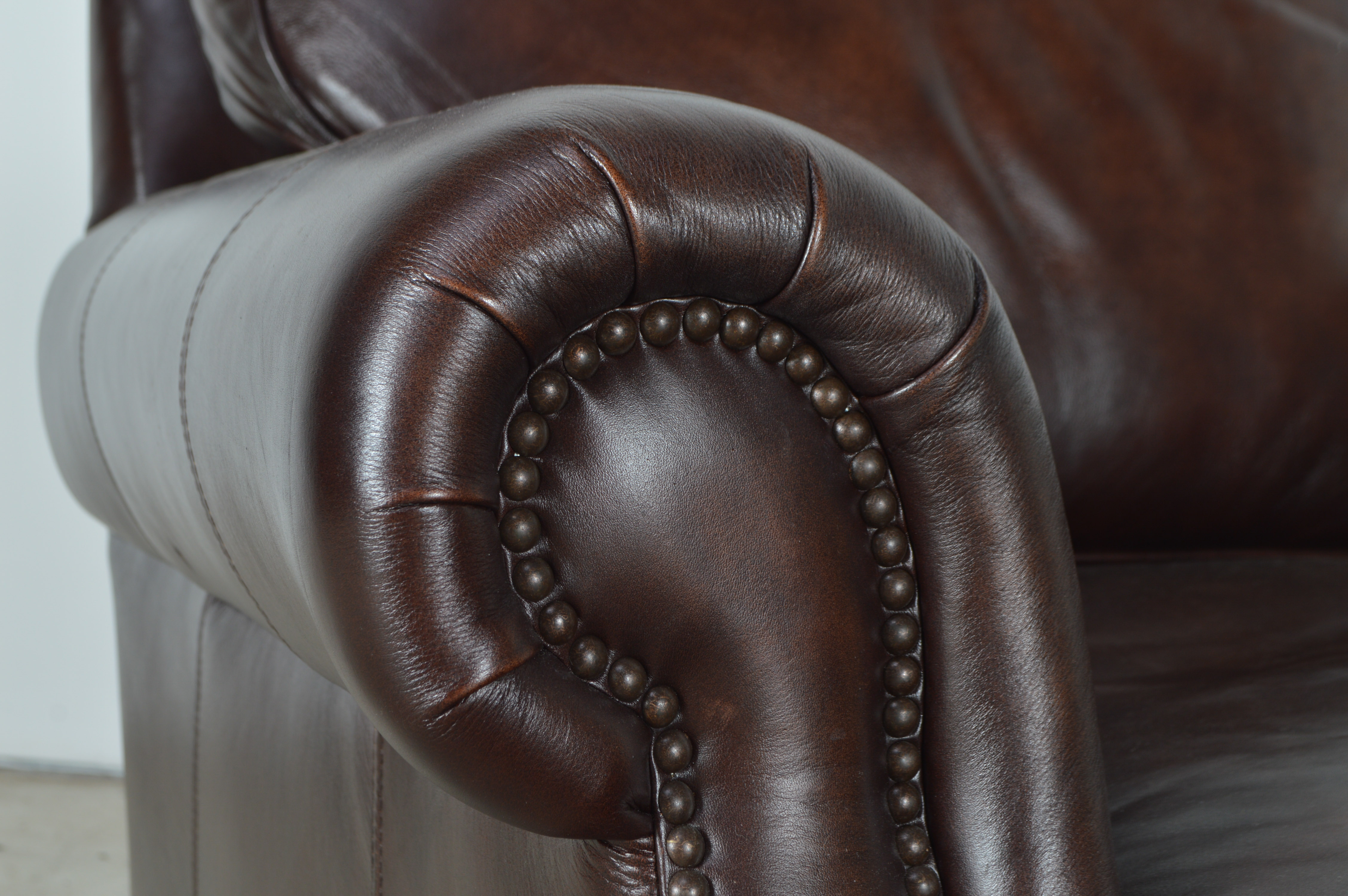 Havertys Furniture Brown Leather Armchair with Ottoman