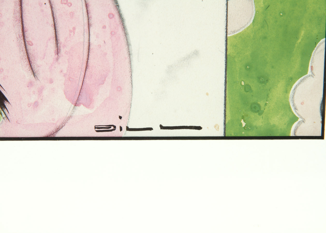 Gill Art Deco Style Watercolor, Pen and Pencil Drawing