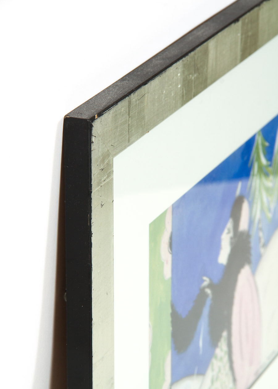 Gill Art Deco Style Watercolor, Pen and Pencil Drawing