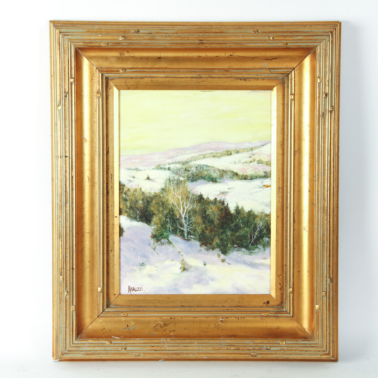 T. Maruzzi Oil Painting of Winter Landscape