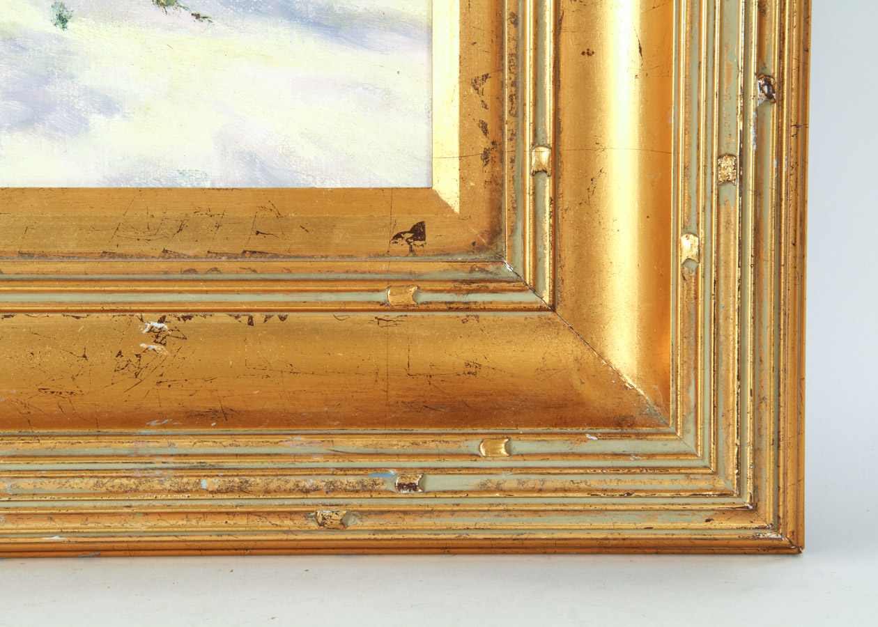 T. Maruzzi Oil Painting of Winter Landscape