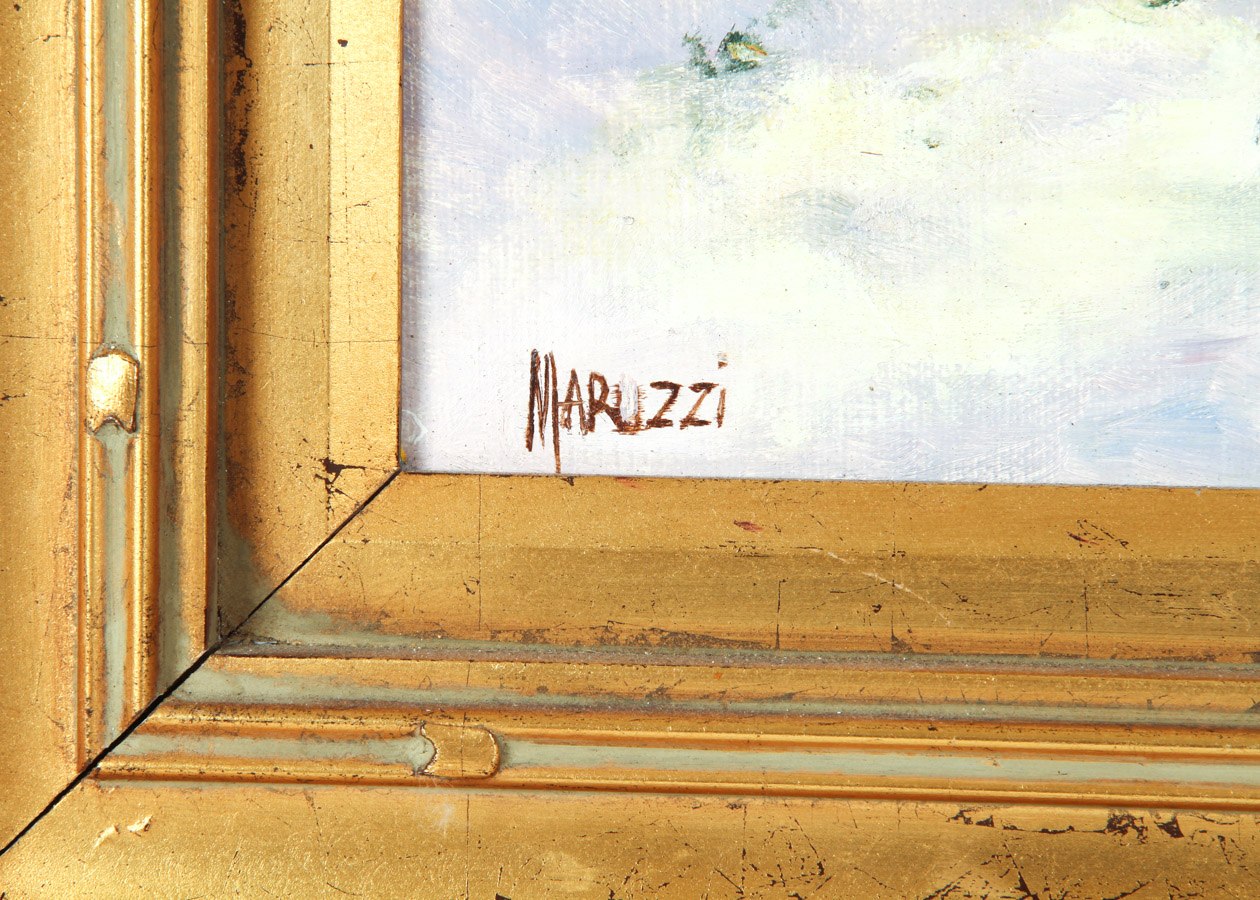 T. Maruzzi Oil Painting of Winter Landscape
