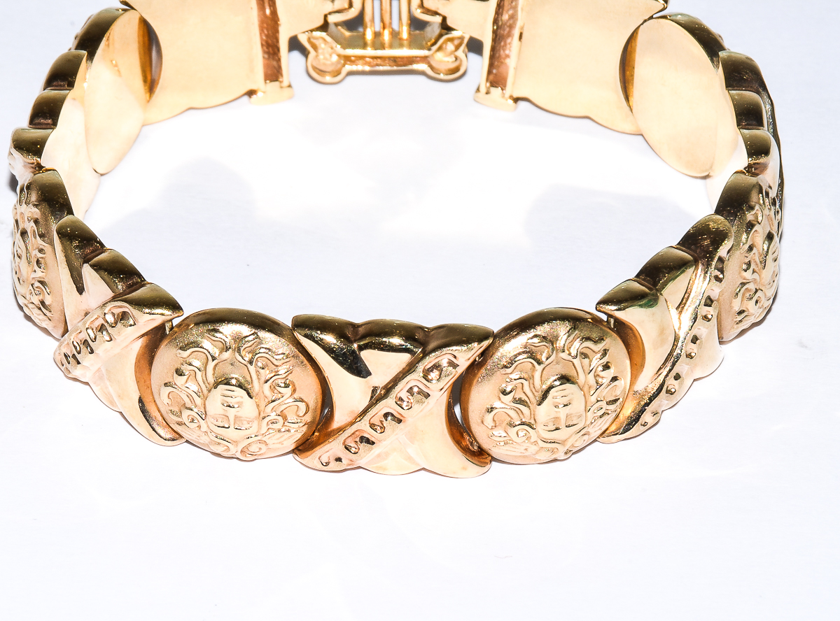 Italian Versace Style 14K Yellow Gold Bracelet