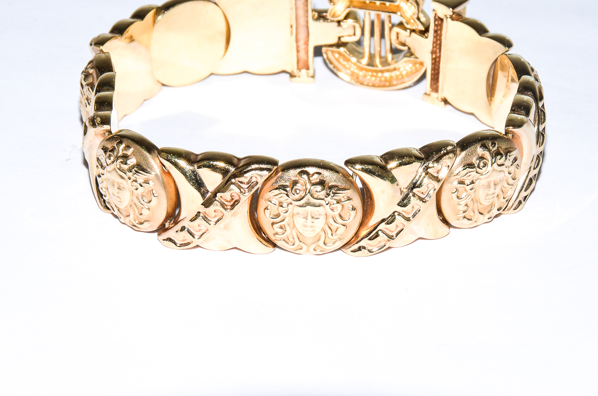 Italian Versace Style 14K Yellow Gold Bracelet