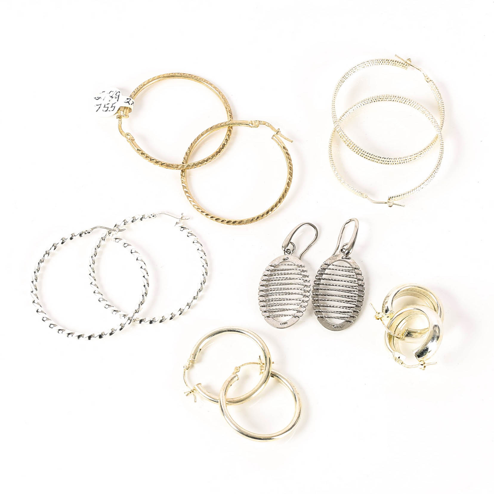 Collection of Six Sterling Silver Earrings