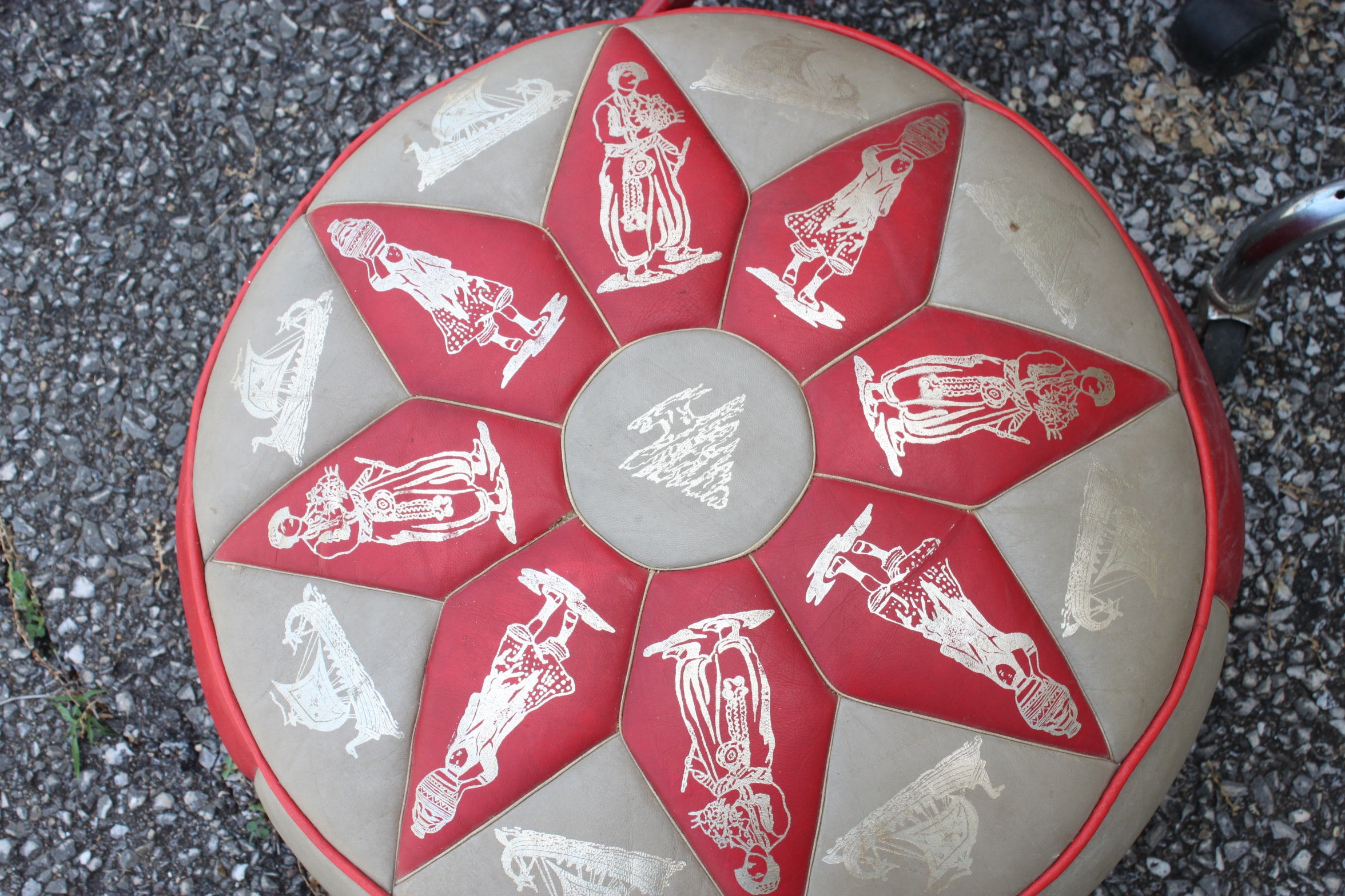 Pairing of Industrial Stools and a Pouf