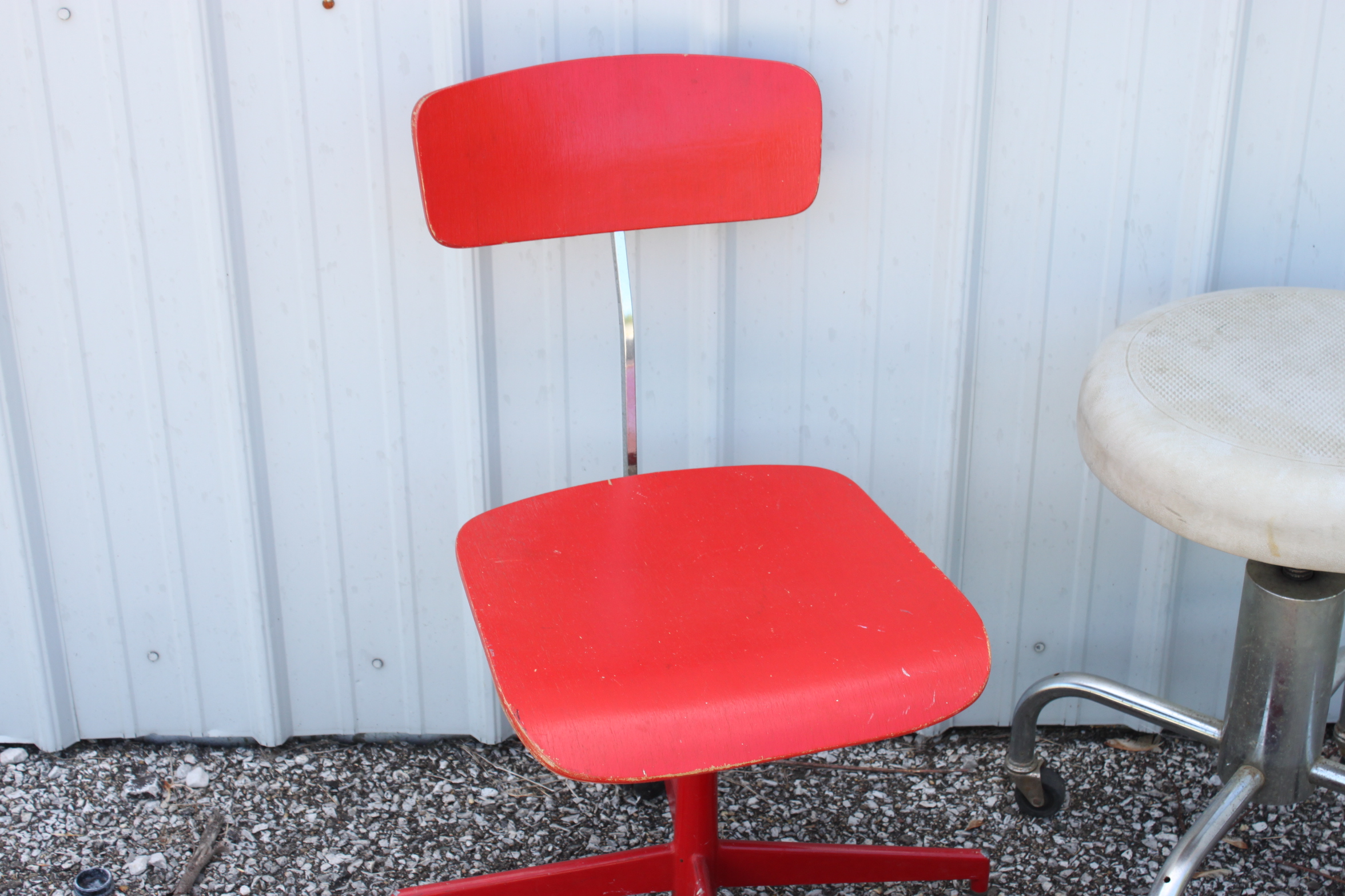 Pairing of Industrial Stools and a Pouf