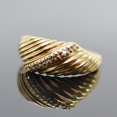 14K Yellow Gold Diamond Dome Ring