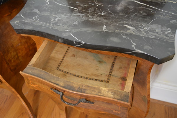 Pair of Antique Italian Louis XV Style Bombe End Tables