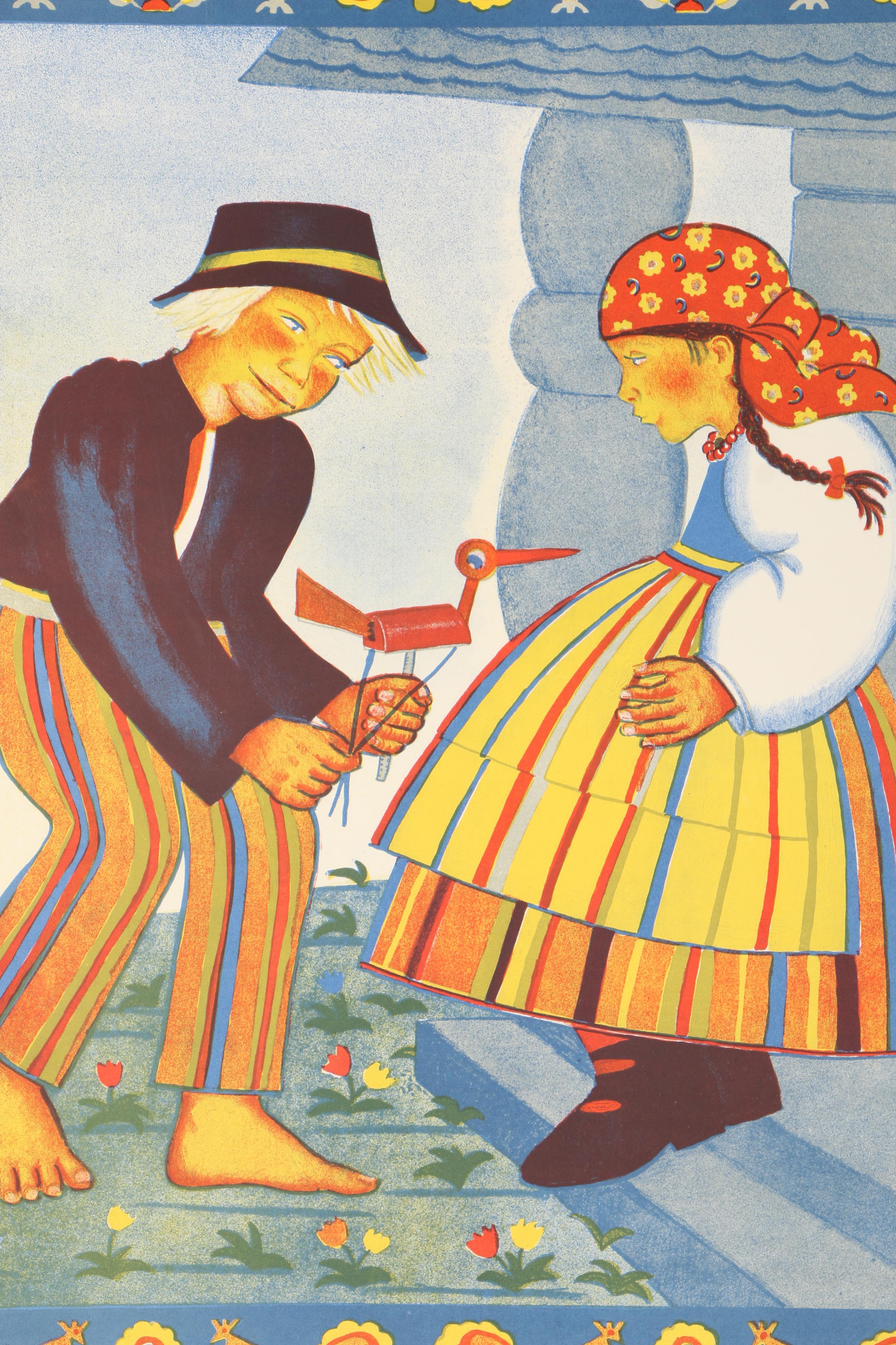 Early 20th Century Marja Werten Colorful Polish Lithographs